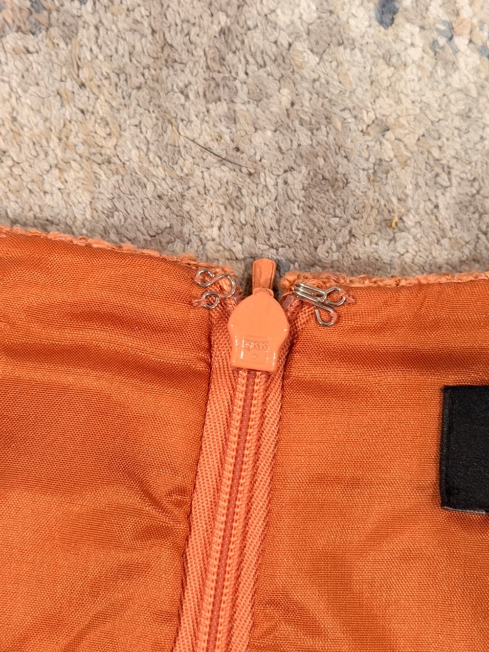 Final price Rickie Freeman Teri Jon Orange Tweed Fringe Hem Pencil Skirt - Picture 6 of 8